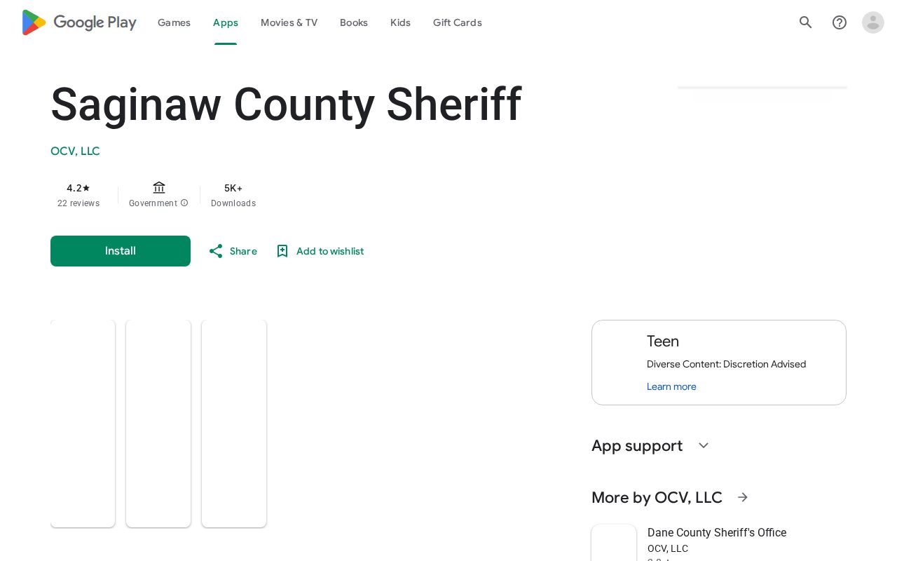 Saginaw County Sheriff official mobile app listing