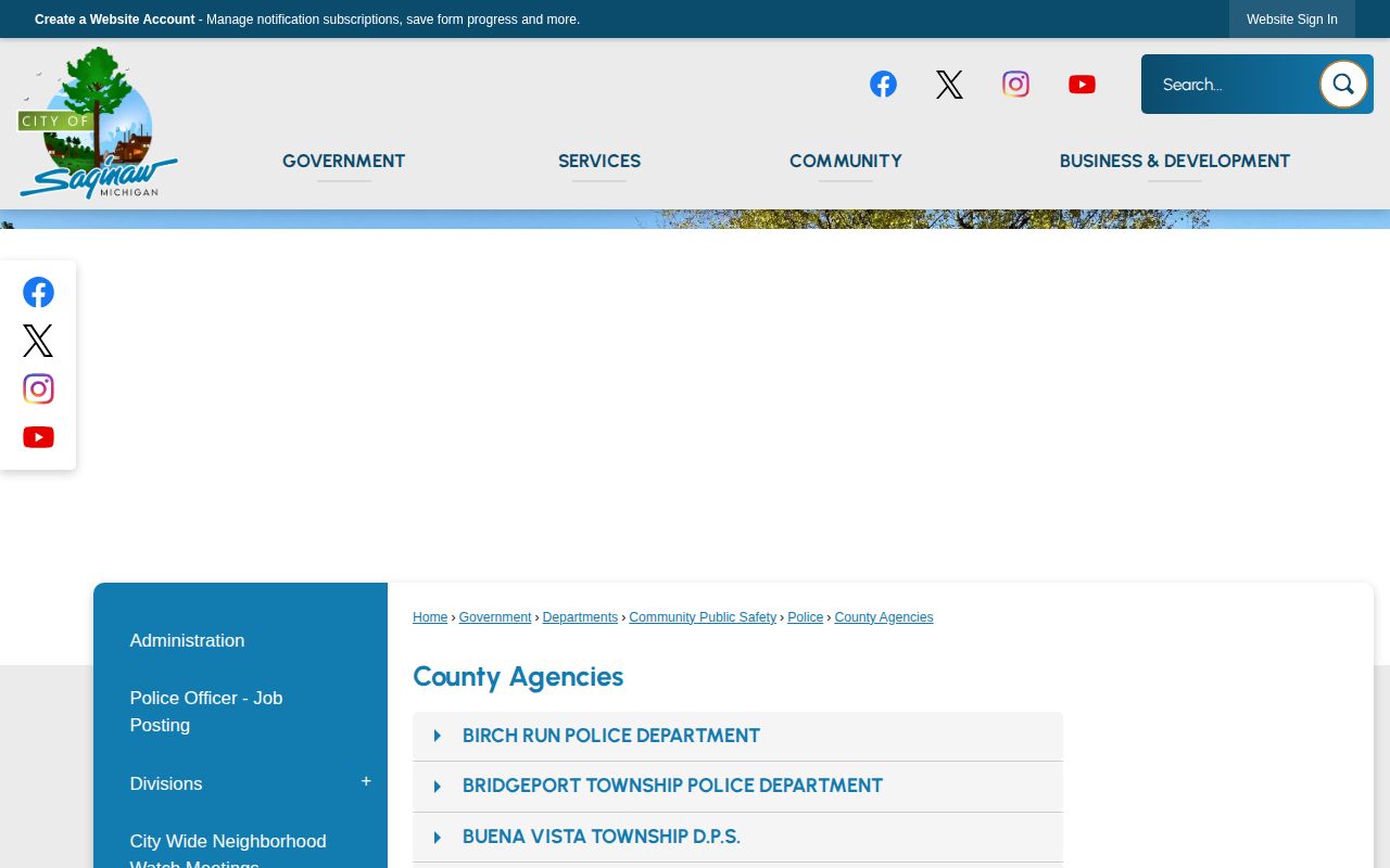 Official county agencies listing for Frankenmuth Police