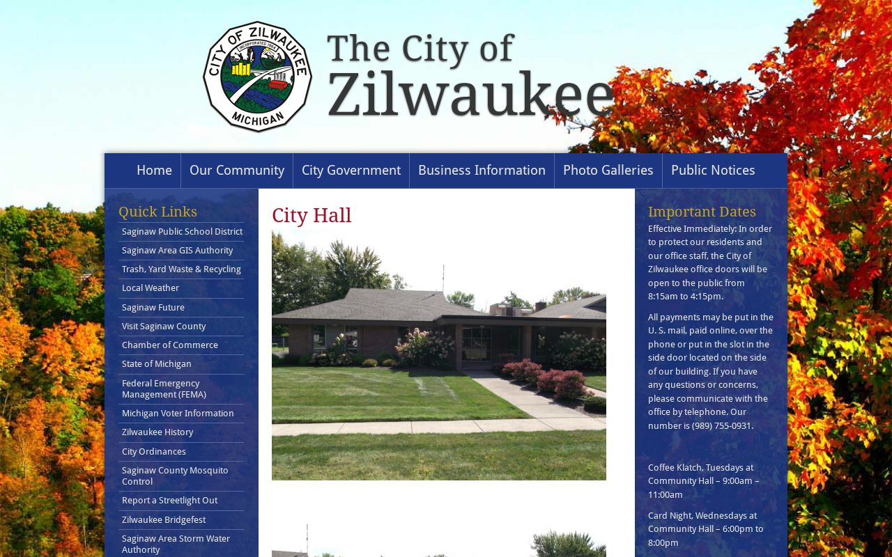 Official Zilwaukee city administration page